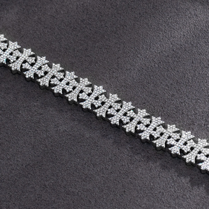 Collier de luxe unisexe en moissanite et perles d'eau douce, style hip-hop, plaqué or 18 carats, argent 925, micro-pavé, coupe baguette - Product Image 5