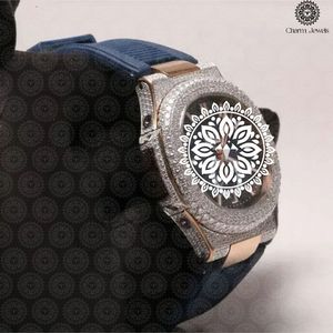 Charm_Jewels Luxury Stainless Steel Tonneau <b>Watch</b> 42mm Analog Sapphire Crystal <b>Diamond</b> Bezel Leather Band Quartz Movement - Product Image 6