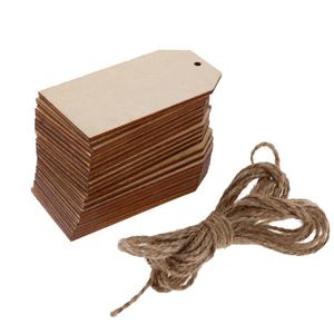 Delarchi <b>Set</b> 50 Handmade Rectangular Wood Tags Self-Design Embossing Letterpress Printing Unfinished Hanging Holes Strings Wood - Product Image 3