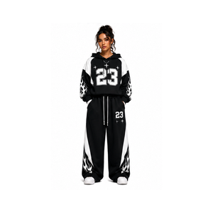 Conjunto Deportivo de Sudadera Holgada con Hombros Caídos y Pantalones para Entrenamiento, Ropa Deportiva Informal, Ropa de Calle, Ropa Deportiva - Product Image 4