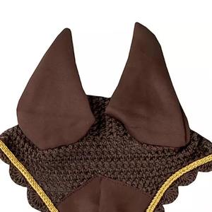 Bonnet anti-mouches pour chevaux, voile anti-mouches scintillant pour chevaux, filet d'oreille en crochet, logo personnalisé, produit équestre, bonnet anti-mouches - Product Image 4