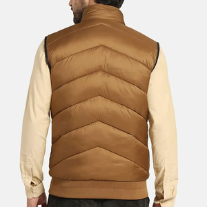 Chaleco Acolchado para Hombre, Color Marrón, Diseño Chevron, Poliéster, Acolchado Diagonal, Sin Mangas, Cuello Acolchado, Retención de Calor, Cómodo, Oferta, Chalecos de Invierno - Product Image 2