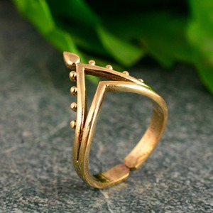 Dernier design de bague Chevron, bijoux bohèmes en laiton pour femmes, plaqué or 18 carats, motif géométrique tribal perlé, pour la vente en gros/OEM/ODM - Product Image 2