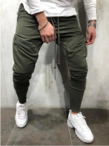 Men’s Fashion Jogger Pants Slim Fit Casual <b>Trousers</b> 100% Cotton Zipper Pocket Street Style <b>Drawstring</b> Waist Eco Friendly - Product Image 3