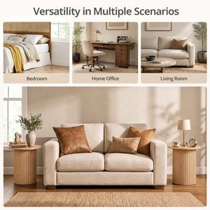 Mesa Auxiliar Redonda de 18 Pulgadas con Diseño de Tambor Acanalado y Patas Antideslizantes para Espacios Pequeños - Product Image 6