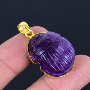 925เงินสเตอร์ลิงจี้หินธรรมชาติจี้บีทรูทสลักจี้กับอเมทิสต์สีม่วงชุบทองสำหรับสร้อยคอของผู้หญิงเสน่ห์ที่ดี - Product Image 5
