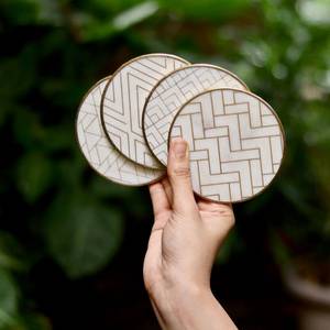 ชุดจานรองแก้วชา FAIZA CRAFT คุณภาพสูง ปรับแต่งได้ ทำด้วยมือ ลายหินอ่อนคลาสสิก ฝังมุกอะบาโลน เป็นมิตรกับสิ่งแวดล้อม สำหรับใช้ในบ้านและโรงแรม - Product Image 1