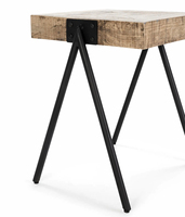 Table console moderne en bois massif, écologique, avec pieds en métal noir, facile à nettoyer, design industriel, meubles de salon