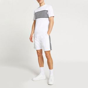 Conjunto deportivo de verano para hombre, transpirable, de algodón, camiseta y pantalones cortos, informal, de 2 piezas, al por mayor - Product Image 1