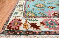 Tapis Oushak en laine noué à la main de haute qualité |   Tapis d'appoint oriental fait main, style persan, design abstrait, en poils coupés, 1 pièce, PET