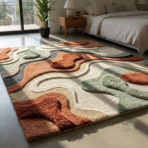 Modern Abstract Embossed Hand <b>Tufted</b> Wool <b>Rug</b> - Product Image 4