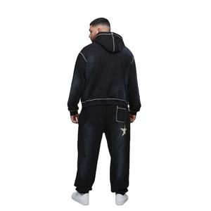 Ropa de calle de gran tamaño con logotipo personalizado para hombre, chándal con capucha y cremallera para hombre, chándal con estampado de logotipo personalizado, chándal para correr - Product Image 3