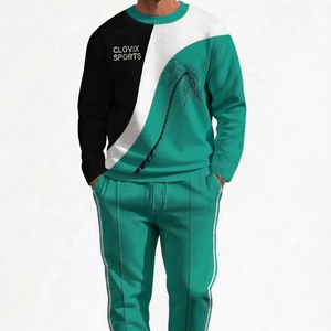 Premium Men Streetwear Tracksuit 2 Piece <b>Set</b> Cotton Fleece Suit Custom Logo Wholesale High Quality Manufacturer OEM Top Quality - Product Image 1