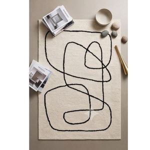 Modern Hand Tufted Abstract Line Art Area <b>Rug</b> Wool Cotton Contemporary Living Room Bedroom Decorative Floor Carpet <b>Rug</b> - Product Image 5