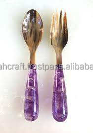 ชุดเซิฟเวอร์สลัดที่จับทำจากเรซินควายธรรมชาติ2ชิ้นสำหรับเครื่องครัวหลากสีลายหมุนหินอ่อน - Product Image 6