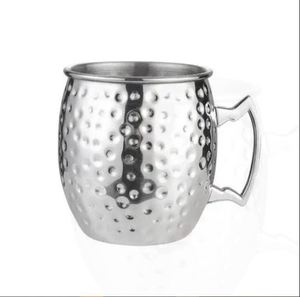 Classic <b>Double</b> <b>Wall</b> Stainless Steel Moscow Mule Hammered <b>Mug</b> with Brass Handle and Straw - Product Image 4