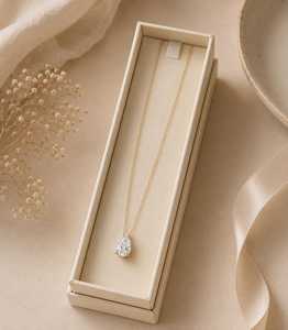 Colgante de oro macizo de 10K, 14K o 18K con diamante solitario de laboratorio de 1 quilate, corte brillante en forma de pera, claridad VVS, color E, engastado con puntas, para mujer. - Product Image 4