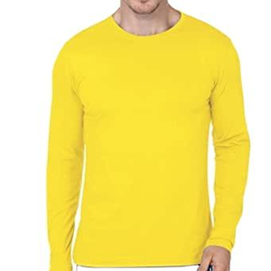 T-shirt à manches longues pour homme, tricoté, couleur unie, col rond, coupe classique, décontracté, respirant, en spandex/polyester, devant uni, séchage rapide - Product Image 3
