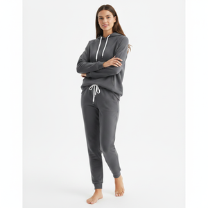 Conjunto Deportivo Premium de 2 Piezas para Mujer, Sudadera con Capucha de Felpa y Pantalones Deportivos, Ropa Deportiva Informal, Color Gris Carbón - Product Image 2