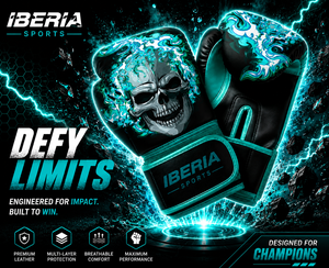 Guantes de Boxeo Negros Premium IBERIA con Estampado de Calavera, Guantes de Entrenamiento de Cuero PU, Logotipo Personalizado OEM, Equipo Deportivo al por Mayor - Product Image 6