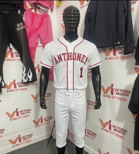 Custom Button Men Baseball Jersey Sublimation Color Print Personal Team Name Sponsor Number <b>Hip</b> Hop Sportswear Breathable Short - Product Image 1