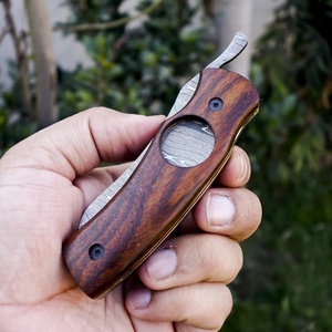 Ensemble combiné de couteaux de poche pliants haut de gamme faits à la main, coupe-cigares, aiguiseur, étui en cuir, vente en gros, acier Damas, USA UE - Product Image 2
