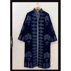 Kimono Elegante de Terciopelo Bordado con Flores para Mujer, Cuello Alto, Manga Larga, Ecológico, de Algodón Cálido - Product Image 3