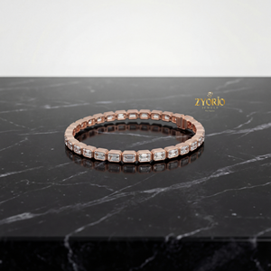 Classic Rose <b>Gold</b> Elegant Emerald Cut Diamond Chain Link <b>Bracelet</b> Sterling Silver Luxury Sparkling Jewelry Women Wedding Party - Product Image 4