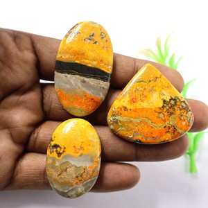 Gorgeous Bumble Bee Jasper Gemstone Flat <b>Back</b> Mix Shape For Customize Size Loose Bumble Bee Jasper Cabochon At Wholesale Price - Product Image 1