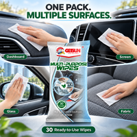 Tisu Basah Multiguna Getsun Factory untuk Pembersih Interior Mobil, Kaca Layar Dashboard, dan Kain, 30 Lembar, Penghilang Debu