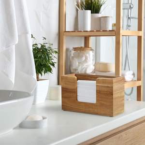 Distributeur de serviettes en papier pour comptoir en bois d'acacia, support de serviettes en papier pour salle de bain, distributeur de serviettes en papier pliées en trois pour la maison - Product Image 4