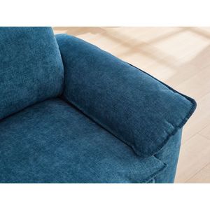 Chaise longue imbottita oversize da 51 pollici in morbido ciniglia blu con poggiapiedi e contenitore - Product Image 6