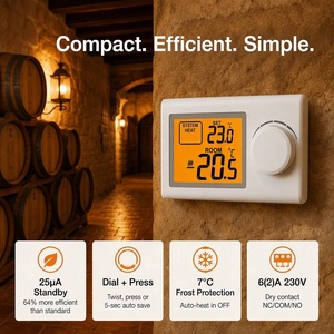 <span class=keywords><strong>Thermostat</strong></span> Rotatif Compact en Gros 25uA 120x77x28mm avec Enregistrement Automatique en 5 Secondes et <span class=keywords><strong>Contact</strong></span> <span class=keywords><strong>Sec</strong></span> pour Chambre, Cuisine, Garage - Product Image 3
