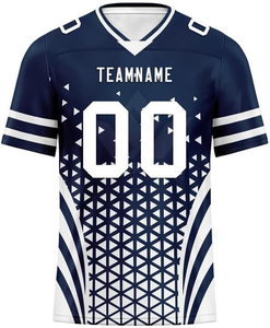 Custom Navy Blue <b>White</b> Rugby Jersey Men's V-Neck Short Sleeve Geometric Print Personalized Name Number Sublimated Team Uniform - Product Image 2