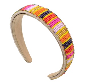 Bandeau de broderie perlée de graine de mode bandeau de perles de verre multi pierre de l'inde bandeau pour les femmes et les filles - Product Image 6