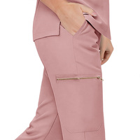 Unisex Pembe Örme Cerrahi Takım Tıbbi Üniforma Hastane İş Kıyafeti Hemşirelik Kıyafeti Cepli Kısa Kollu Pantolon