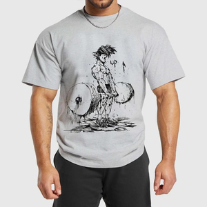 Camiseta de Manga Corta con Logotipo Personalizado Serigrafiado, 100% Algodón, Talla Grande, Transpirable, de Secado Rápido, Estilo Vintage para Hombre - Product Image 2