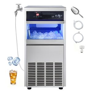 Macchina Professionale per Ghiaccio in Acciaio Inox, Produzione 100 Libbre/24h, Capacità 30-35 Libbre, Forma Cubica, Installazione Integrata/Autonoma/Sotto Bancone - Product Image 1