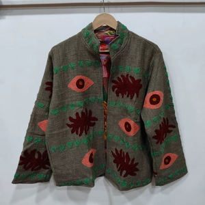 Chaqueta de algodón bordada Suzani del fabricante, ropa exterior étnica colorida, chaqueta étnica de algodón para fiestas, chaqueta bomber Suzani. - Product Image 1
