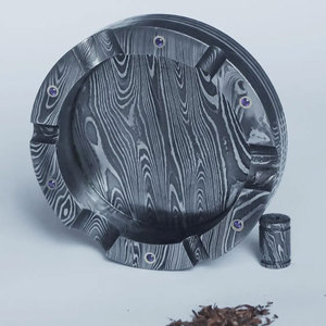 Cendrier en acier Damas fait main, motif unique, cendrier en métal décoratif, accessoire de fumeur pour la maison et le bureau - Product Image 6