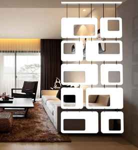 Divisor de Habitaciones Colgante de MDF de 84x36 Pulgadas, Diseño Contemporáneo con Corte Láser, Biombo Decorativo para Sala de Estar o Dormitorio, Color Blanco - Product Image 5