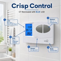 Termostato Programable de Fábrica con Relé de 8A para Radiador y Calefacción por Suelo Radiante, Sensor NTC de Doble Sensibilidad, 2xAA, 1-3mW para Calefacción del Hogar