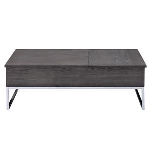 Tavolino rettangolare in rovere grigio e cromato con piano di sollevamento - Product Image 1