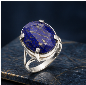 Natural Lapis Lazuli Oval <b>Ring</b> 925 Sterling <b>Silver</b> <b>Statement</b> <b>Ring</b> Handmade Blue Gemstone Jewelry Wholesale - Product Image 2
