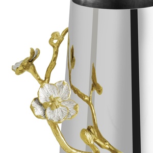 Jarrón de lujo Saleem International 2026 con diseño de granada, color plateado, de metal, con hoja de ginkgo marrón dorado - Product Image 4