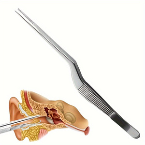 Pinzas Profesionales de Acero Inoxidable con Forma de Pistola para Eliminar Cera del Oído, con Punta Dentada y Agarre Antideslizante - Product Image 1