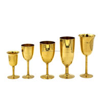 Verre à vin en laiton authentique fait main de luxe 4,5 pouces, fabrication thaïlandaise, MOQ 24 pièces, élégant, robuste, plus de 50 ans d'expérience, spécialisé dans le service de vins et cocktails