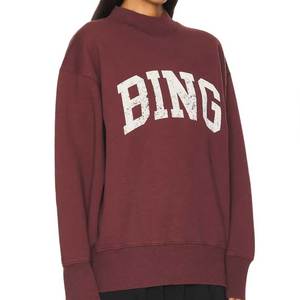 Sudadera Oversize de Mujer con Cuello Alto Simulado, Forro de Tela de Rizo, Cortavientos, Casual, Holgada, Manga Larga, Ecológica, con Decoración de Letras - Product Image 4