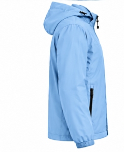 Veste imperméable à capuche bleu clair pour homme, style sportif, avec fermeture éclair et col montant, pour l'automne - Product Image 3