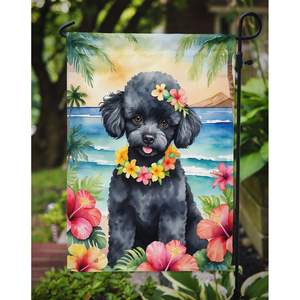 Bandera de jardín Luau multicolor, Bandera de buzón decorativa de caniche negro para Patio y patio para macizos de flores y obras de arte de césped - Product Image 3